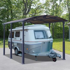 12' x 16' Palram Canopia Arcadia Alpine 5000 Grey Metal Carport (3.59m x 5.02m) by Buy Sheds Direct
