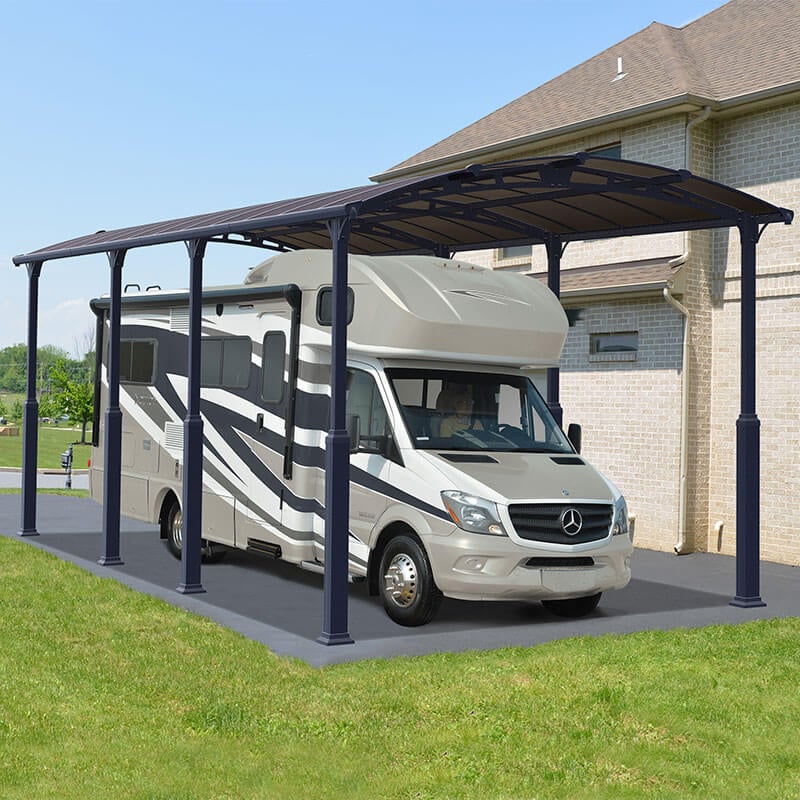12' x 28' Palram Canopia Arcadia Alpine 8500 Grey Metal Carport (3.59m x 8.58m) by Buy Sheds Direct