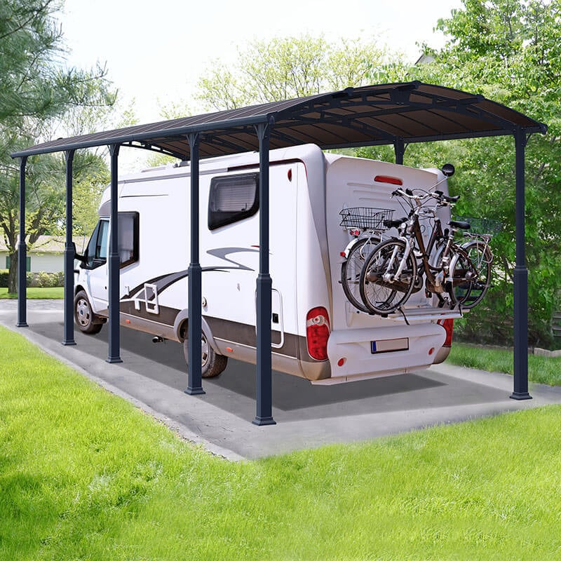 12' x 35' Palram Canopia Arcadia Alpine 10600 Grey Metal Carport (3.59m x 10.72m) by Buy Sheds Direct