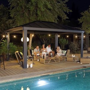 16' x 12' Palram Canopia Dallas 4900 Grey Garden Gazebo (4.88m x 3.64m) by Buy Sheds Direct