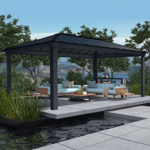 20' x 12' Palram Canopia Dallas 6100 Grey Garden Gazebo (6.12m x 3.64m) by Buy Sheds Direct