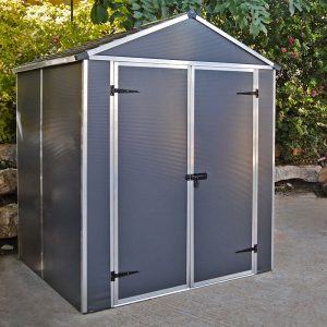 6' x 5' Palram Canopia Rubicon Multi-Wall Premium Dark Grey Plastic Shed (1.85m x 1.53m) â includes free shelf by Buy Sheds Direct