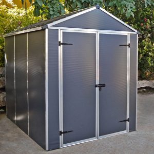 6' x 8' Palram Canopia Rubicon Multi-Wall Premium Dark Grey Plastic Shed (1.85m x 2.28m) â includes free shelf by Buy Sheds Direct