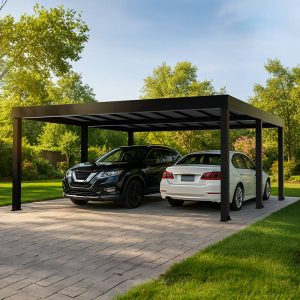 20' x 20' Palram Canopia Oslo Black Metal Double Carport (5.96m x 6.07m) by Buy Sheds Direct