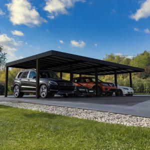 20' x 40' Palram Canopia Oslo Black Metal Quad Carport (5.96m x 11.95m) by Buy Sheds Direct