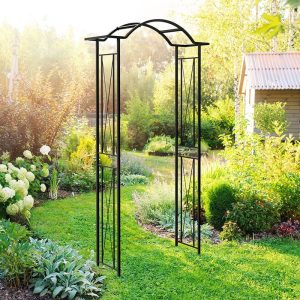 Panacea Camberwell Wave Top Metal Garden Arch 7'4 x 4' by Buy Sheds Direct