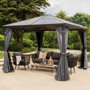 12' x 10' Garden Must Haves Runcton Grey Polycarbonate Garden Gazebo (3.6m x 3m) by Buy Sheds Direct