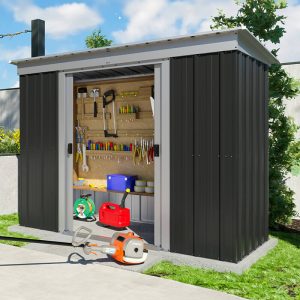 8' x 4' Yardmaster Castleton Anthracite Pent Metal Shed (2.38m x 1.19m) by Buy Sheds Direct