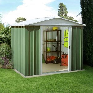 8' x 7' Yardmaster Green Metal Shed (2.42m x 2.17m) by Buy Sheds Direct
