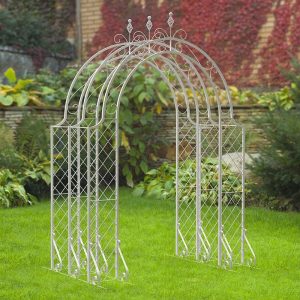 Panacea Lattice Metal Garden Arch Tunnel - White 8'3 x 5'9 by Buy Sheds Direct