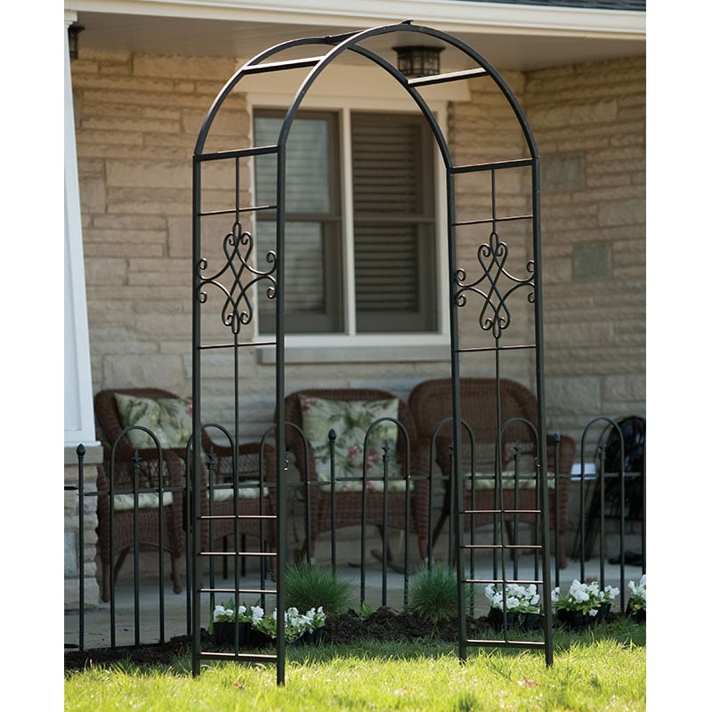 Panacea Quatrefoil Metal Garden Arch 7'5 x 3'6 by Buy Sheds Direct