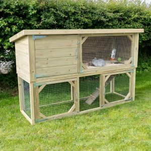 6'4 x 2'5 Forest Hedgerow Wooden 2-Tier Rabbit Hutch (1.94m x 0.74m) by Buy Sheds Direct