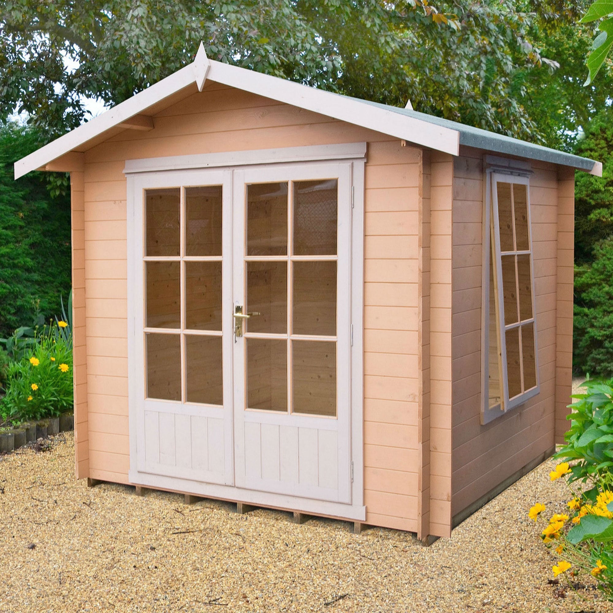 Shire Barnsdale 2.7m x 2.7m Wooden Log Cabin Summerhouse (19mm) by Buy Sheds Direct