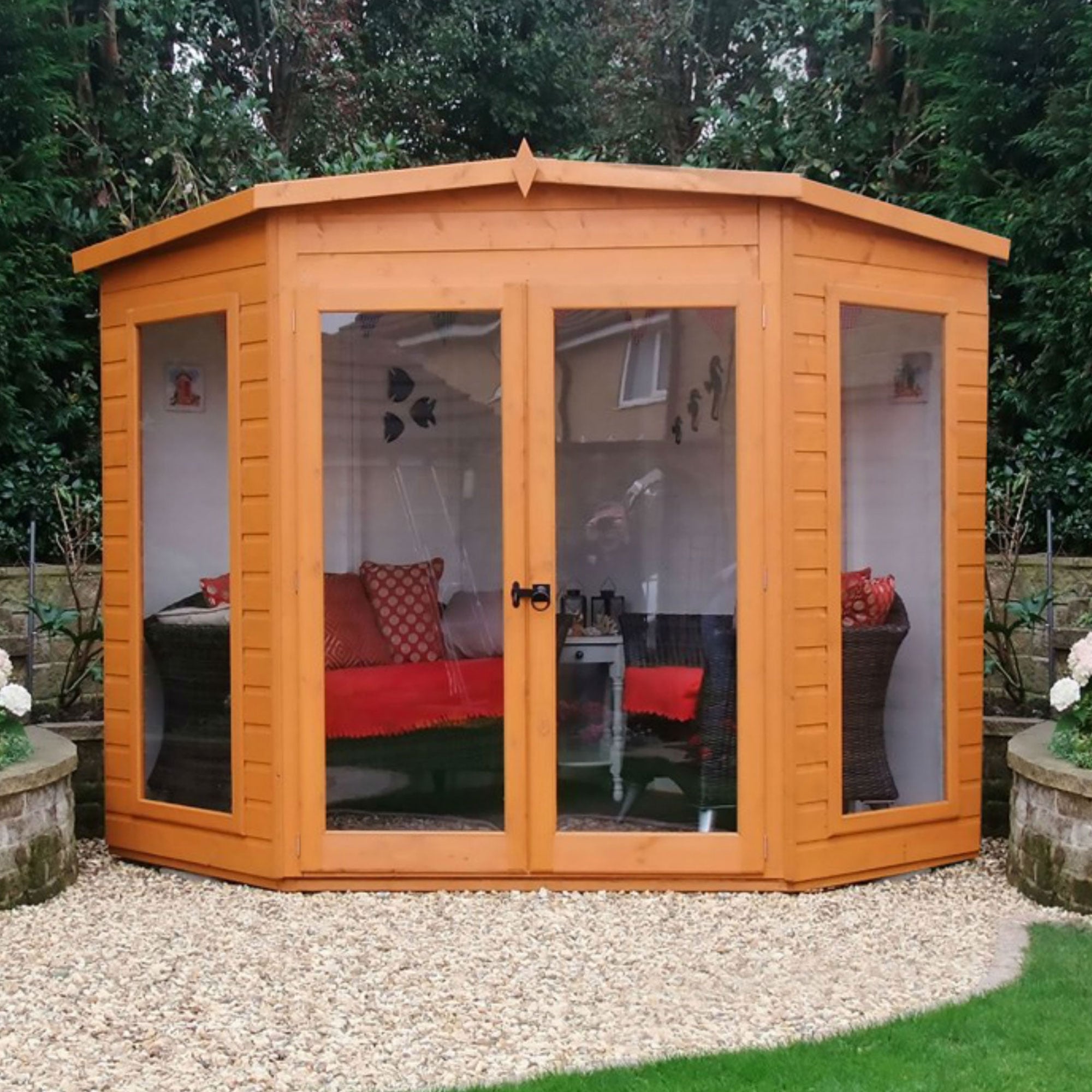 7' x 7' Shire Barclay Corner Wooden Summerhouse by Buy Sheds Direct