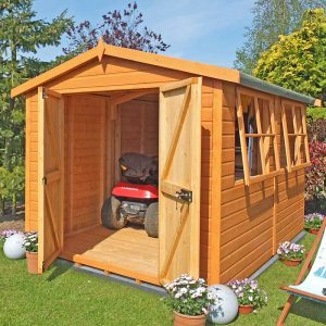 10' x 8' Shire Bison Heavy Duty Double Door Wooden Workshop (3.21m x 2.56m) by Buy Sheds Direct