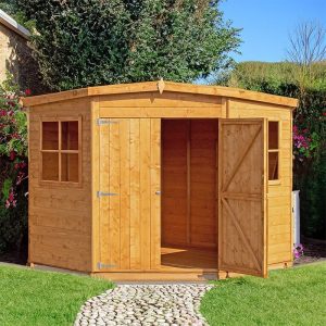 7'5 x 7'5 Shire Shiplap Wooden Corner Garden Shed (2.33m x 2.33m) by Buy Sheds Direct