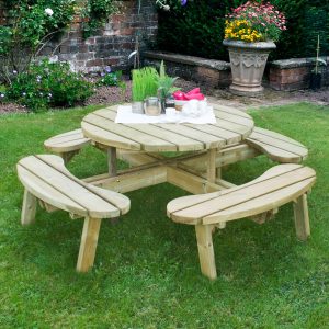 Forest Circular Wooden Garden Picnic Table 6'x6' (1.8x1.8m) by Buy Sheds Direct