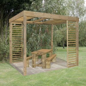 Forest Dining Wooden Garden Pergola Kit with Panels 10'x8' by Buy Sheds Direct