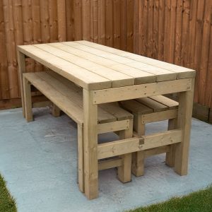 Forest Wooden Garden Dining Table and Benches Set 5'11 x 2'6 (1.8m x 0.76m) by Buy Sheds Direct