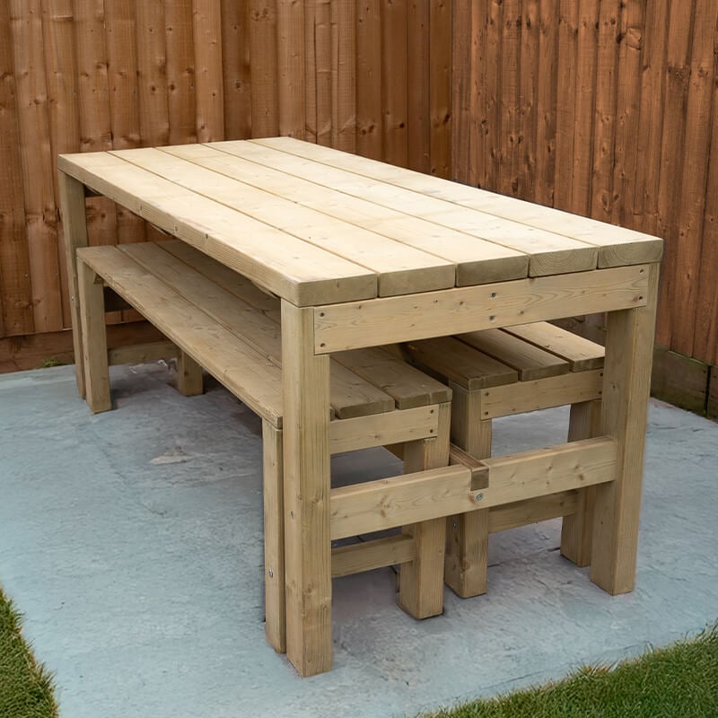 Forest Wooden Garden Dining Table and Benches Set 5'11 x 2'6 (1.8m x 0.76m) by Buy Sheds Direct