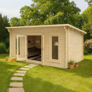 Forest Elmley 5m x 3m Log Cabin Garden Office (45mm) by Buy Sheds Direct