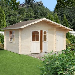 Palmako Emma 4.7m x 3.5m Log Cabin Summerhouse with Shed (34mm) by Buy Sheds Direct