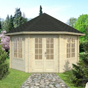 Palmako Hanna 4.2m x 4.2m Corner Log Cabin Summerhouse (44mm) by Buy Sheds Direct