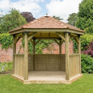 12'x10' (3.6x3.1m) Luxury Wooden Garden Gazebo with New England Cedar Roof - Seats up to 10 people by Buy Sheds Direct
