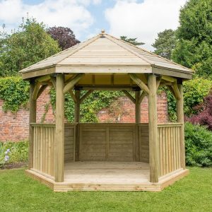12'x10' (3.6x3.1m) Luxury Wooden Garden Gazebo with Traditional Timber Roof - Seats up to 10 people by Buy Sheds Direct