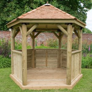 10'x9' (3x2.7m) Luxury Wooden Garden Gazebo with New England Cedar Roof - Seats up to 10 people by Buy Sheds Direct