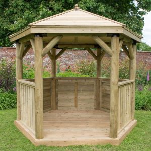 10'x9' (3x2.7m) Luxury Wooden Garden Gazebo with Timber Roof - Seats up to 10 people by Buy Sheds Direct