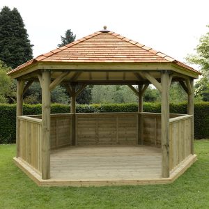 15'x13' (4.7x4m) Wooden Garden Gazebo with New England Cedar Roof - Seats up to 19 people by Buy Sheds Direct
