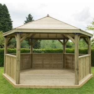 15'x13' (4.7x4m) Luxury Wooden Garden Gazebo with Timber Roof - Seats up to 19 people by Buy Sheds Direct