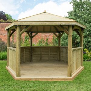 13'x12' (4x3.5m) Luxury Wooden Garden Gazebo with Timber Roof - Seats up to 15 people by Buy Sheds Direct
