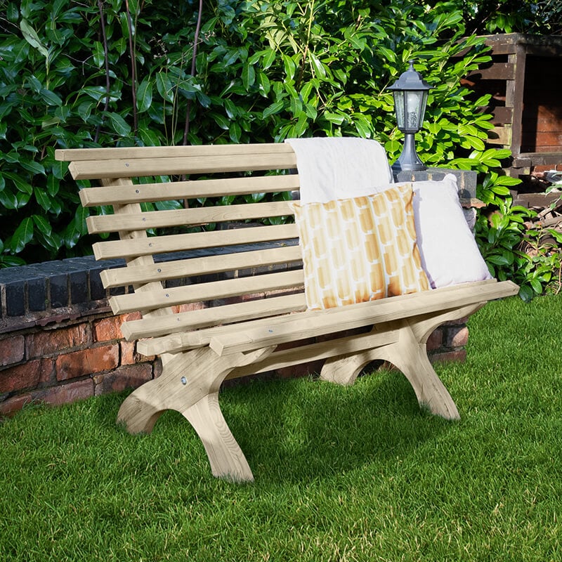 Forest Kuba Curved Wooden Garden Bench 3'11 x 2'5 (1.20m x 0.74m) by Buy Sheds Direct