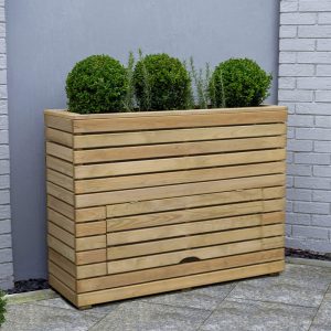 3'11 x 1'4 Forest Linear Tall Wooden Garden Planter with Storage (1.2m x 0.4m) by Buy Sheds Direct