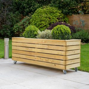 3'11 x 1'4 Forest Linear Long Wooden Garden Planter with Wheels (1.2m x 0.4m) by Buy Sheds Direct