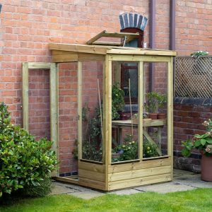 4' x 4' Forest Wallscape Lean To Greenhouse with Open Back (1.28m x 1.34m) by Buy Sheds Direct