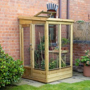 4' x 4' Forest Wallscape Lean To Greenhouse with Glazed Back (1.28m x 1.34m) by Buy Sheds Direct