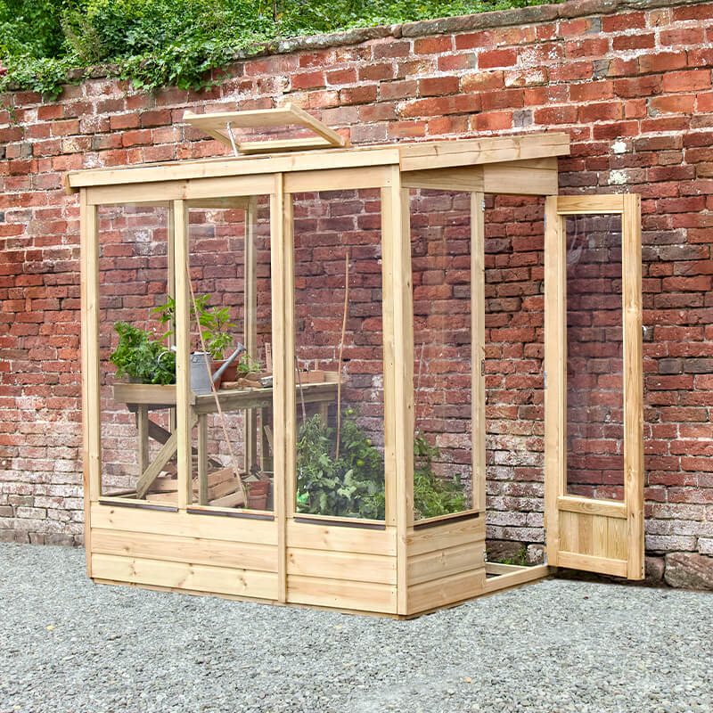 Forest Wallscape 4x6 Lean To Greenhouse with Open Back (1.28m x 1.93m) by Buy Sheds Direct
