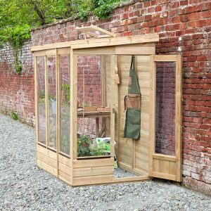 4' x 6' Forest Wallscape Lean To Greenhouse with Solid Back (1.28m x 1.93m) by Buy Sheds Direct