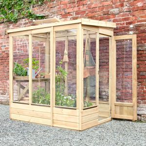 4' x 6' Forest Wallscape Lean To Greenhouse with Glazed Back (1.28m x 1.93m) by Buy Sheds Direct