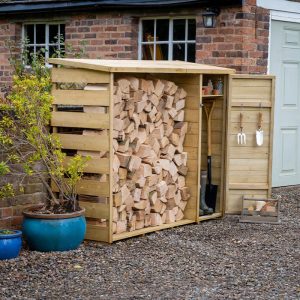 6'5 x 2'3 Forest Pent Logstore with Tool Storage (2m x 0.7m) by Buy Sheds Direct