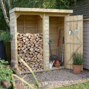 6' x 2'10 Forest Pent Medium Overlap Logstore with Tool Storage (1.82m x 0.9m) by Buy Sheds Direct