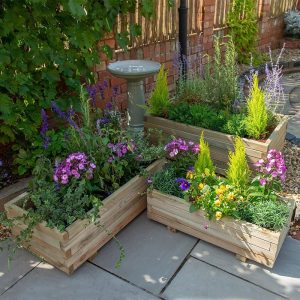 Forest Durham Rectangular Wooden Garden Planter 3'x1'9 (0.9x0.5m) - Set of 3 by Buy Sheds Direct