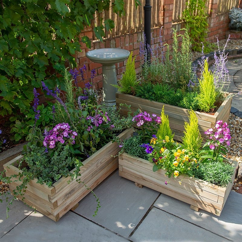 Forest Durham Rectangular Wooden Garden Planter 3'x1'9 (0.9x0.5m) - Set of 3 by Buy Sheds Direct