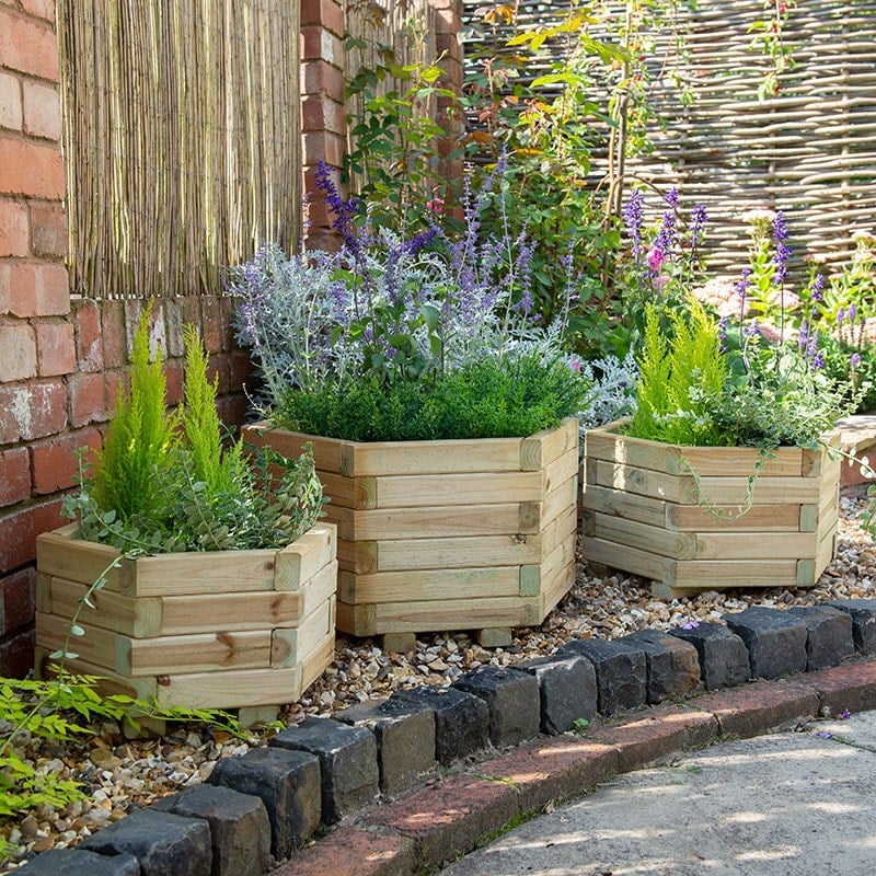 Forest York Hexagonal Wooden Garden Planter 3'x1'8 (0.9x0.5m) - Set of 3 by Buy Sheds Direct