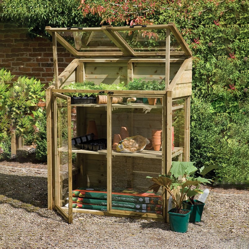 4'x2' Forest Wooden Small Mini Lean To Greenhouse (1.2x0.62m) by Buy Sheds Direct
