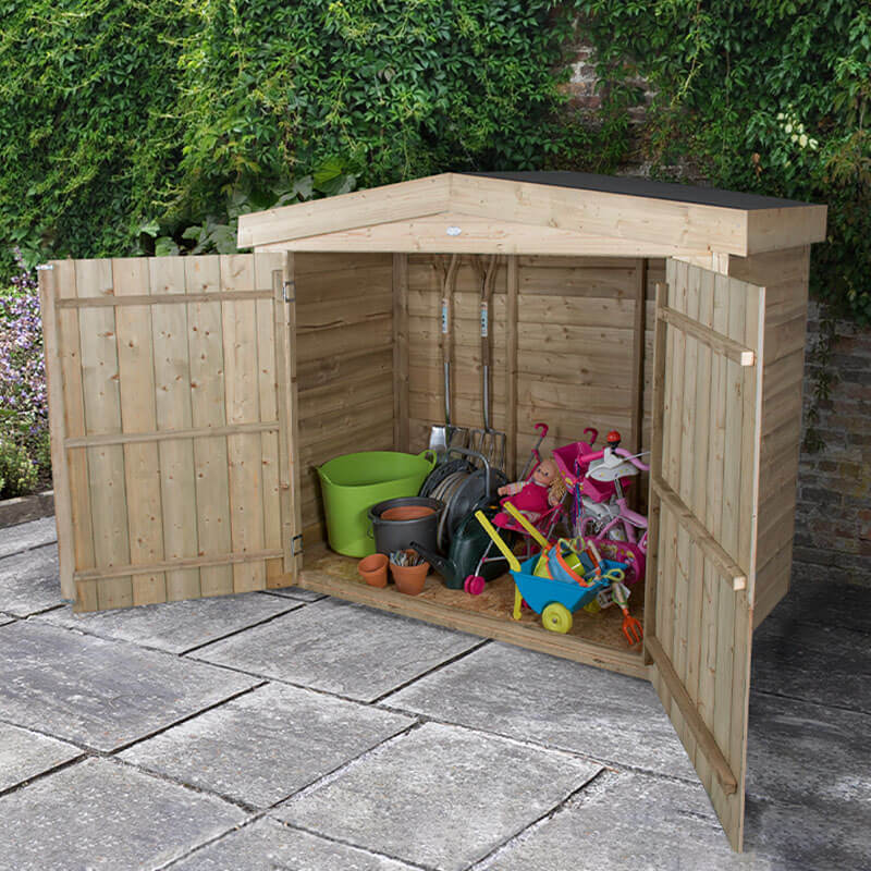 6'5 x 3' Forest Overlap Large Double Door Apex Wooden Garden Storage - Bike / Mower Outdoor Store (1.9m x 0.8m) by Buy Sheds Direct