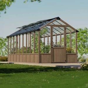 8' x 22' Palram Canopia Natura Cedar Greenhouse (2.37m x 6.44m) by Buy Sheds Direct